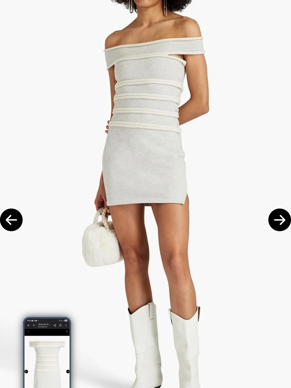 BRAND NEW WITH TAGS alexander wang off-shoulder french cotton blend mini dress
